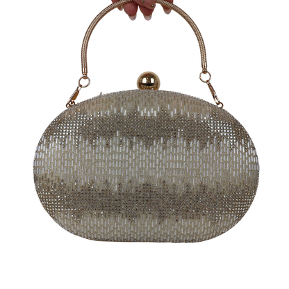 Bolsa Festa Clutch Oval Vidrilhos Dourada