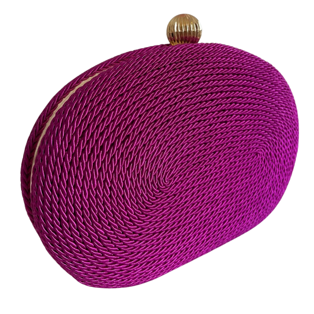 Bolsa de Festa Clutch Corda Trançada Oval Fúcsia