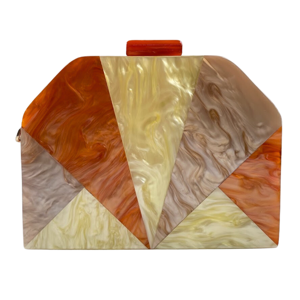 Bolsa de Festa Clutch Acrílico Trapezoidal Laranja - ReUse