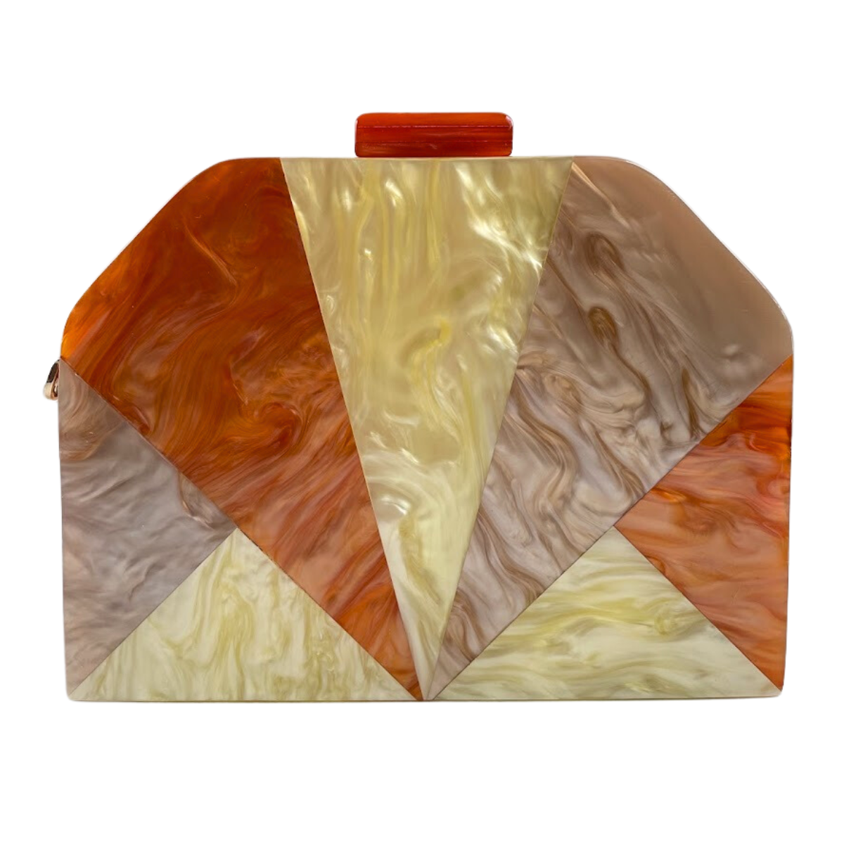 Bolsa de Festa Clutch Acrílico Trapezoidal Laranja