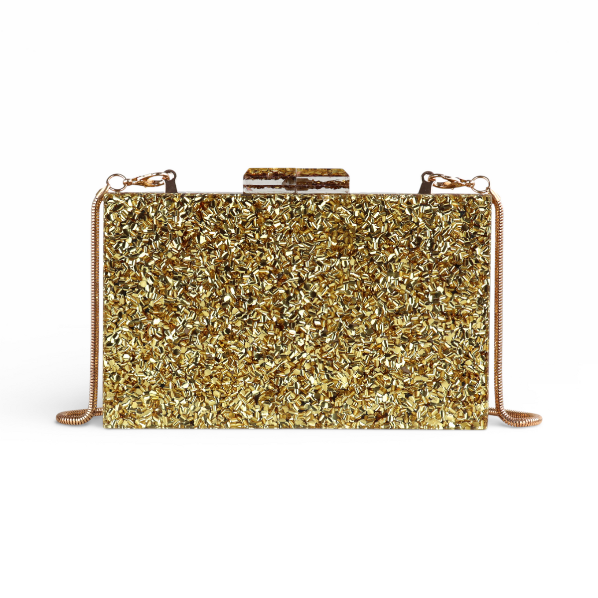 Bolsa de Festa Clutch Acrílico Dourada