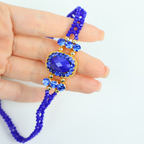 Kit Colar Choker Gargantilha e Bracelete Azul