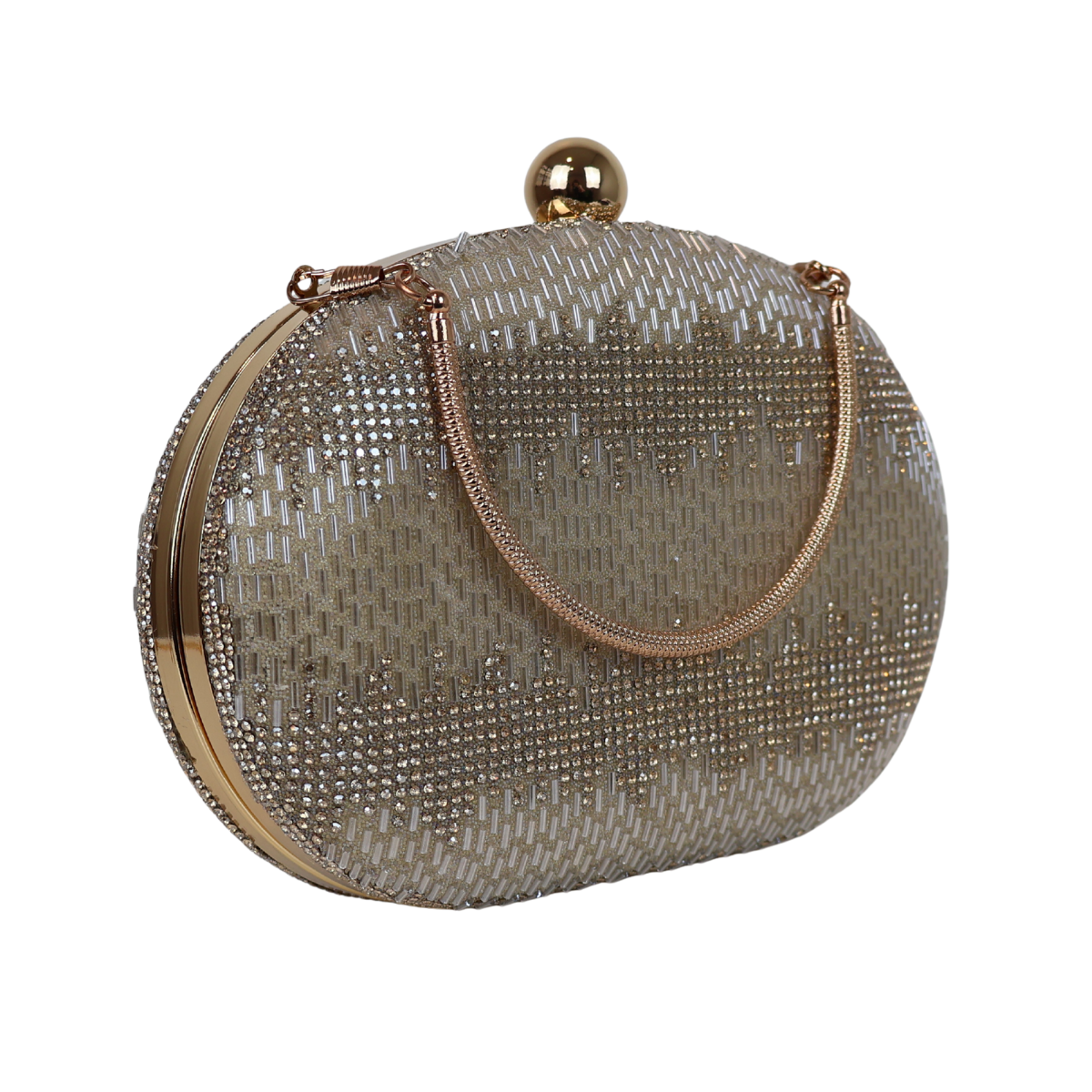 Bolsa Festa Clutch Oval Vidrilhos Dourada