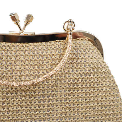 Bolsa Pouch Festa Clutch Palha Bege