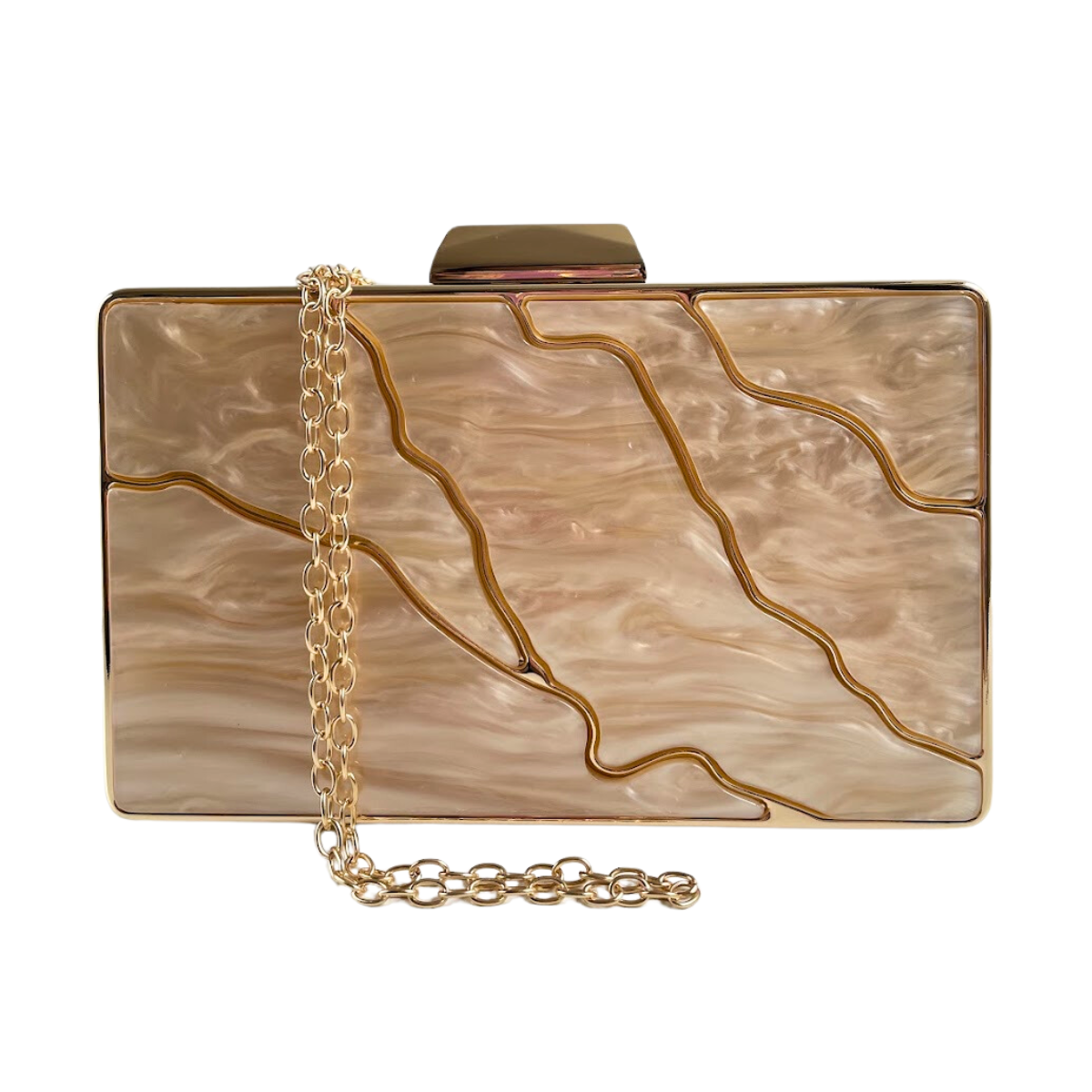Bolsa de Festa Clutch Acrílico e Metal Bege - ReUse