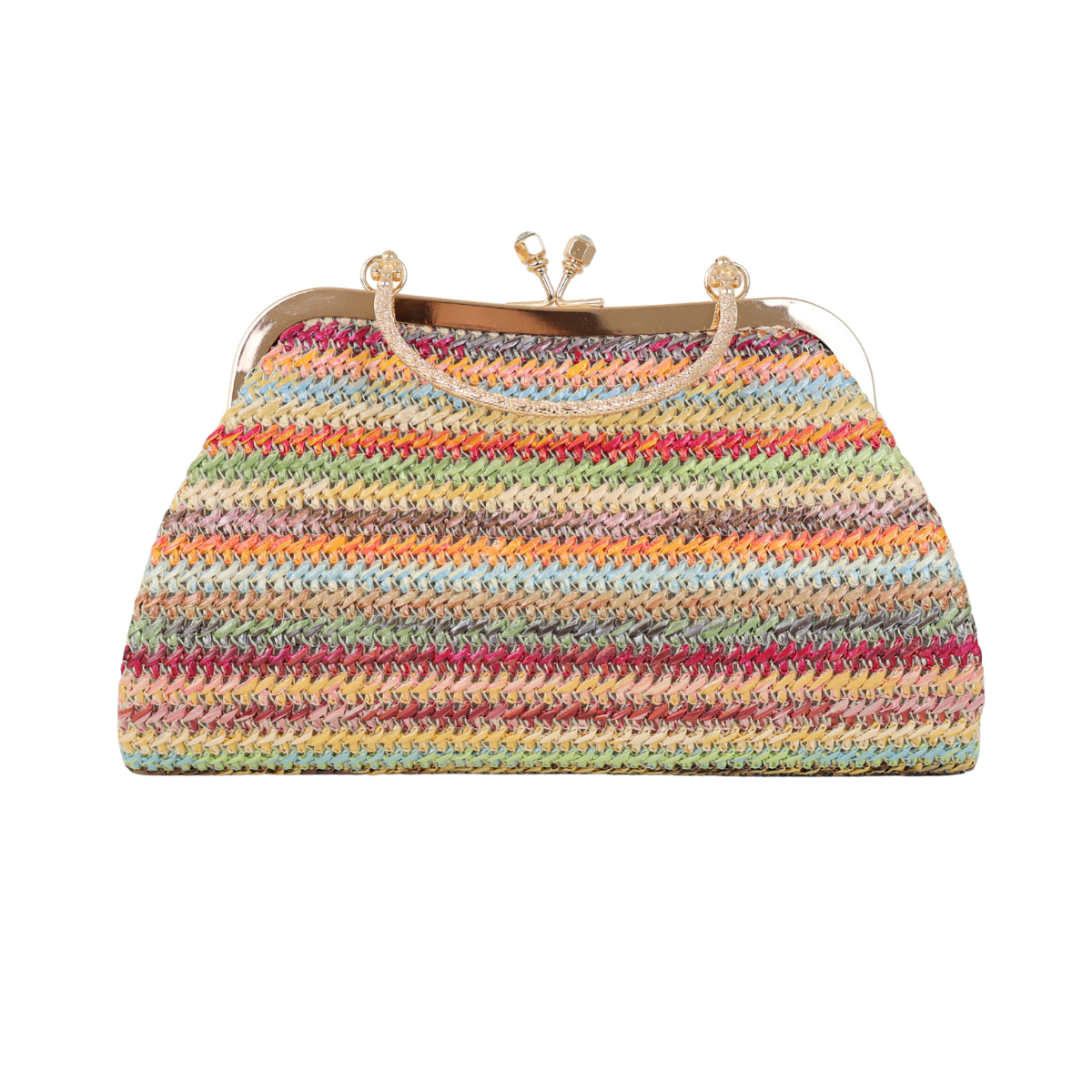 Bolsa Pouch Festa Clutch Palha Colorida