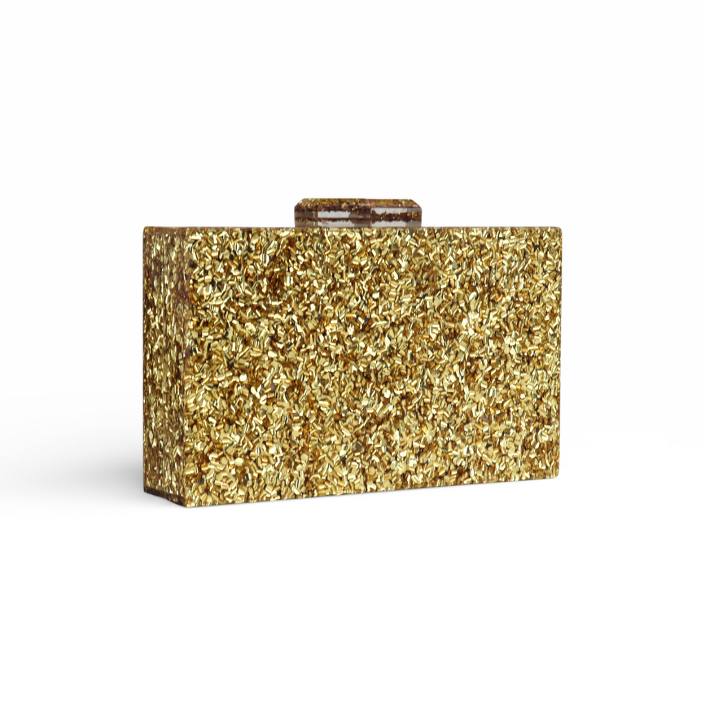 Bolsa de Festa Clutch Acrílico Dourada