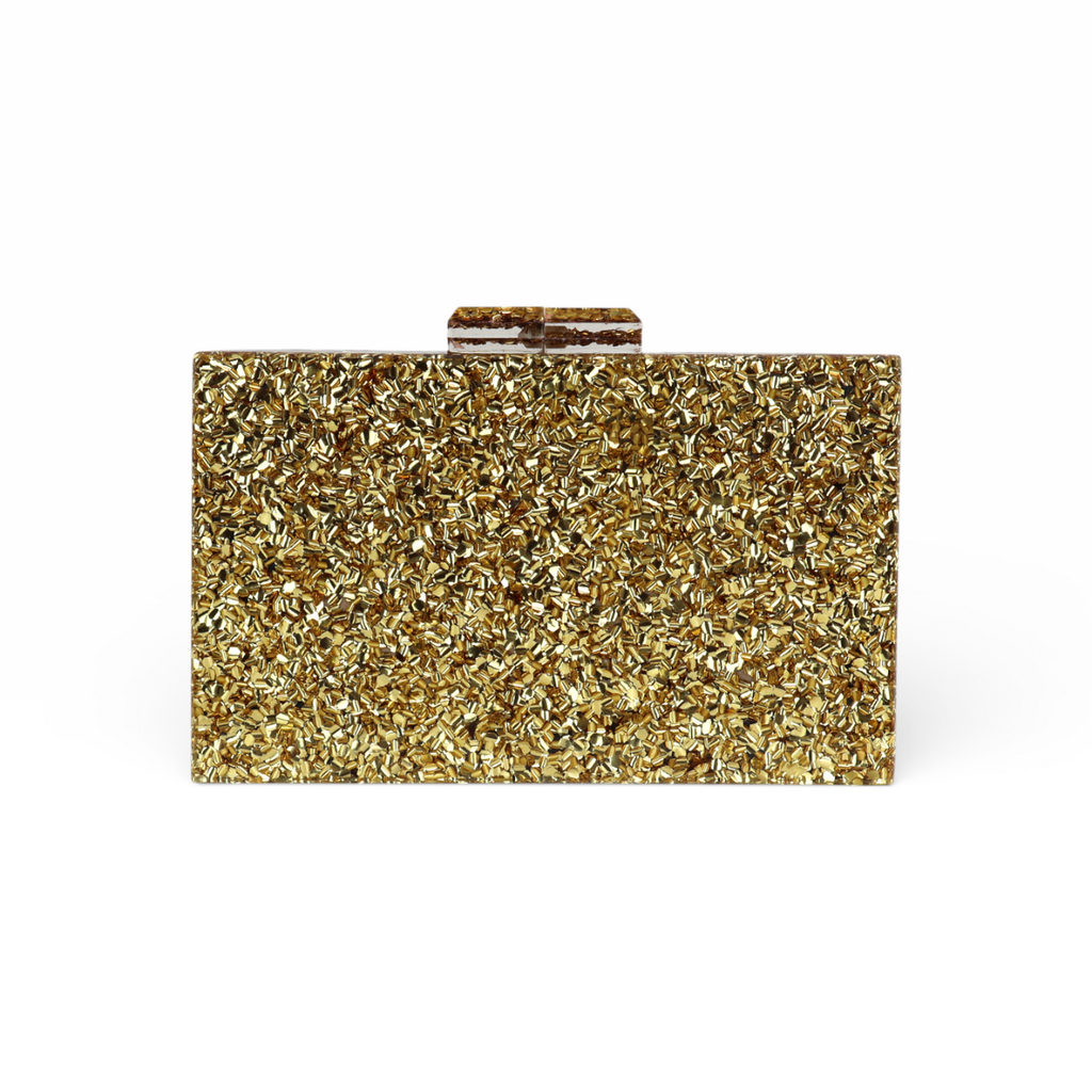 Bolsa de Festa Clutch Acrílico Dourada