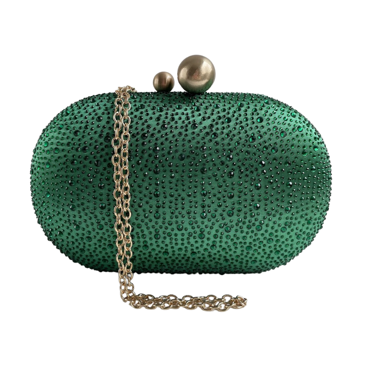 Bolsa Festa Clutch Pedraria Strass Oval Verde