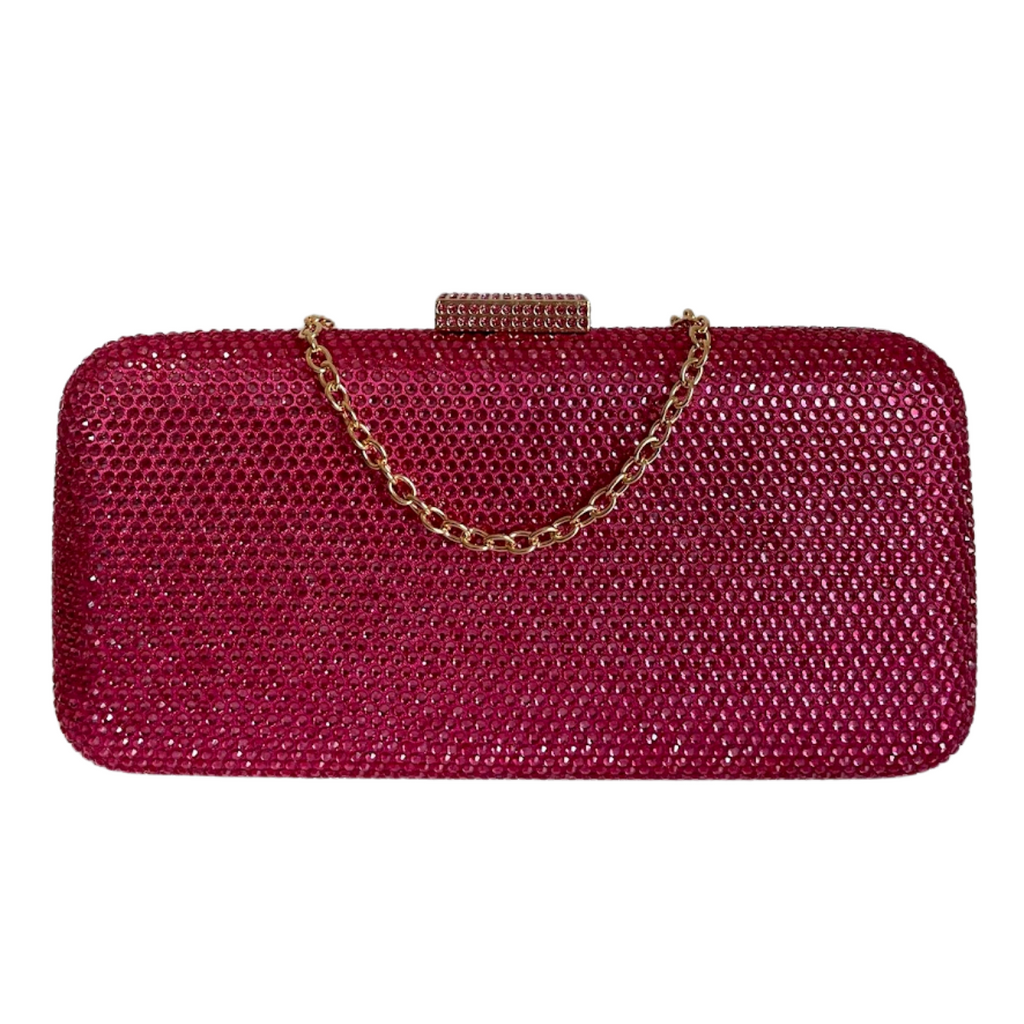 Bolsa de Festa Clutch Retangular Pedraria Rosa