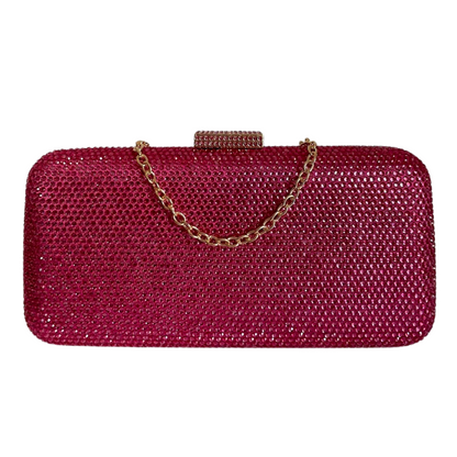 Bolsa de Festa Clutch Retangular Pedraria Rosa