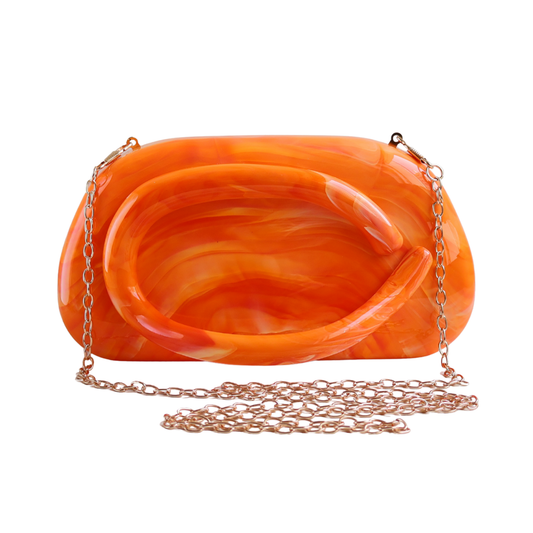 Bolsa de Festa Clutch Acrílico Mesclado Laranja