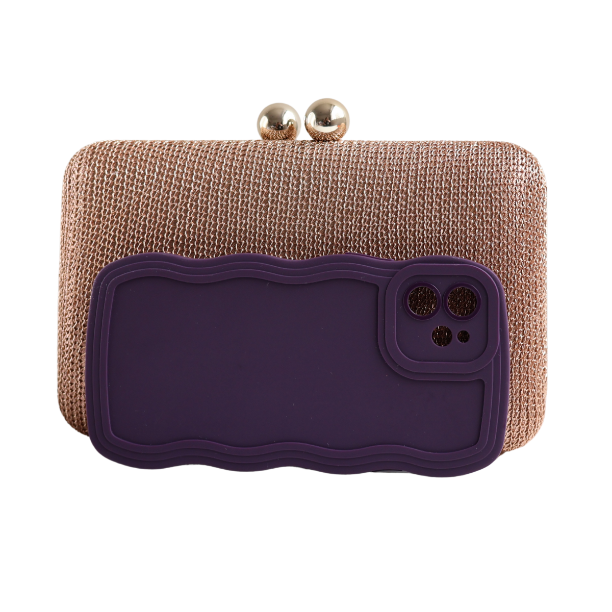 Bolsa de Festa Clutch Malha Rosê Gold
