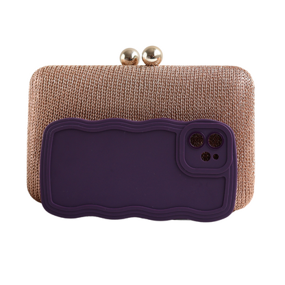 Bolsa de Festa Clutch Malha Rosê Gold