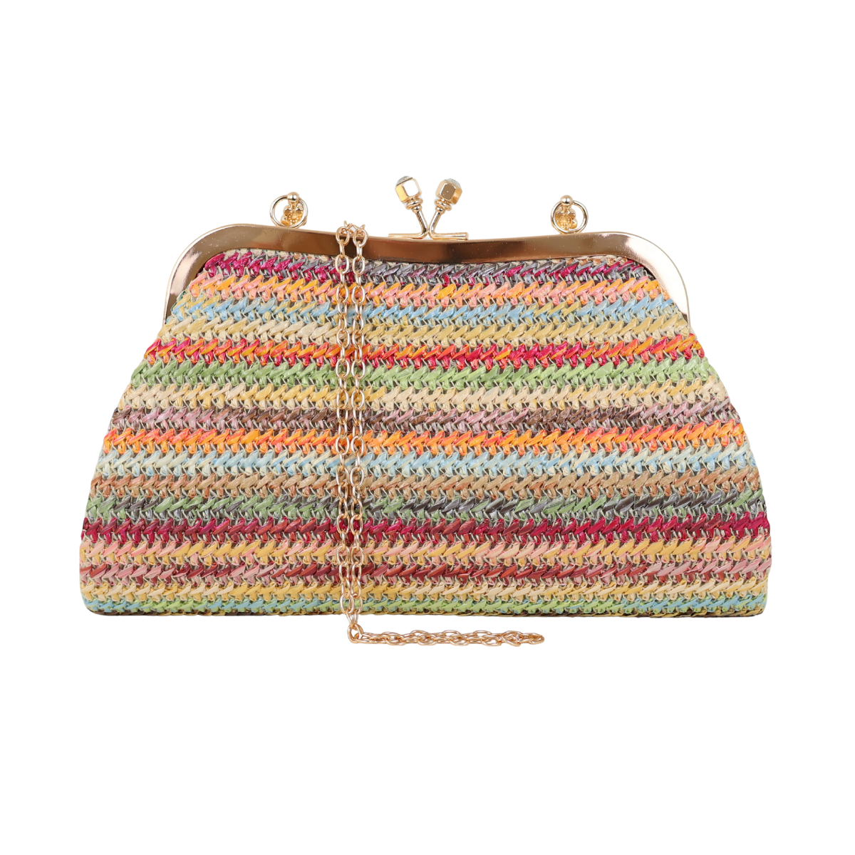 Bolsa Pouch Festa Clutch Palha Colorida