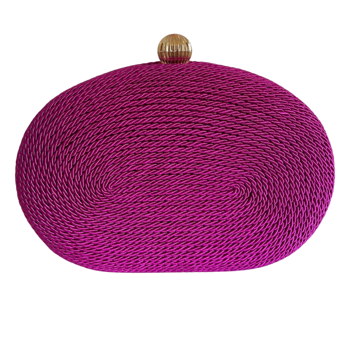 Bolsa de Festa Clutch Corda Trançada Oval Fúcsia