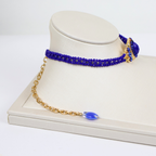 Kit Colar Choker Gargantilha e Bracelete Azul