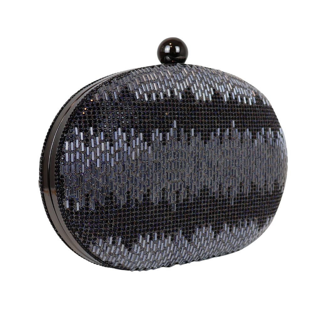 Bolsa Festa Clutch Oval Vidrilhos Preta