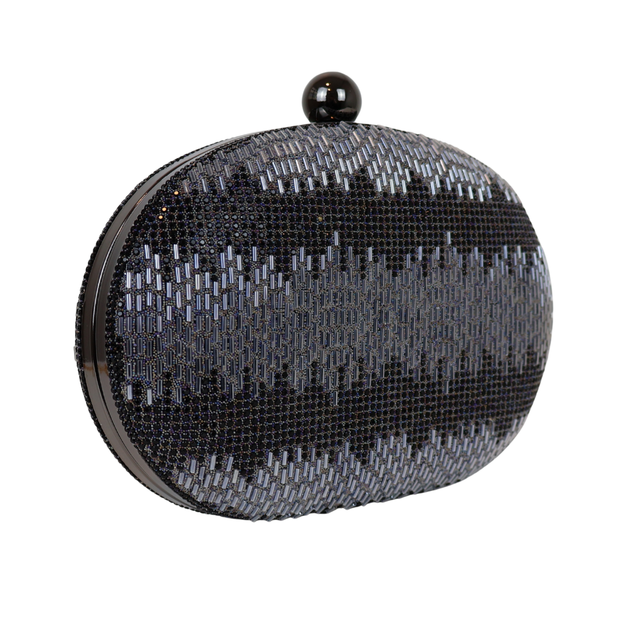 Bolsa Festa Clutch Oval Vidrilhos Preta