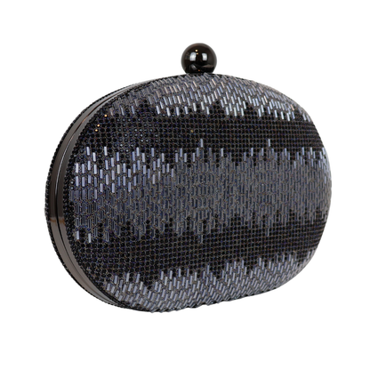 Bolsa Festa Clutch Oval Vidrilhos Preta