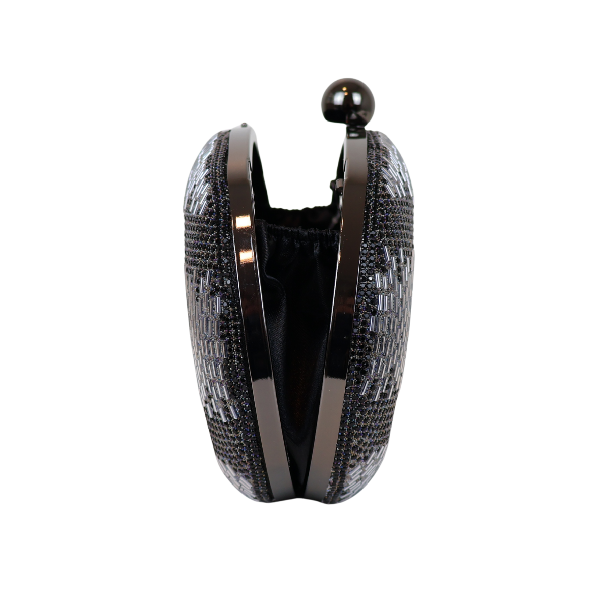 Bolsa Festa Clutch Oval Vidrilhos Preta