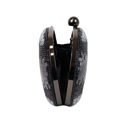 Bolsa Festa Clutch Oval Vidrilhos Preta