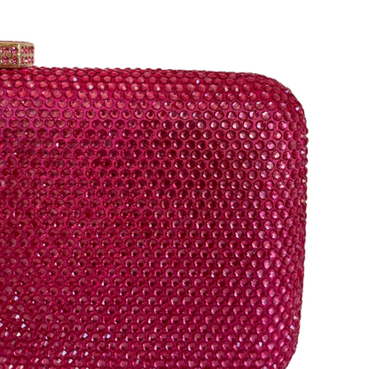 Bolsa de Festa Clutch Retangular Pedraria Rosa