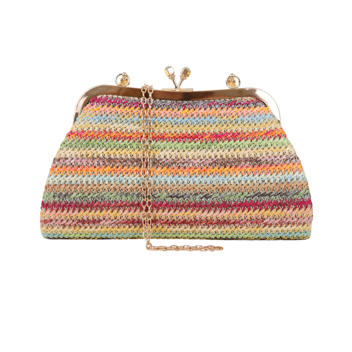 Bolsa Pouch Festa Clutch Palha Colorida