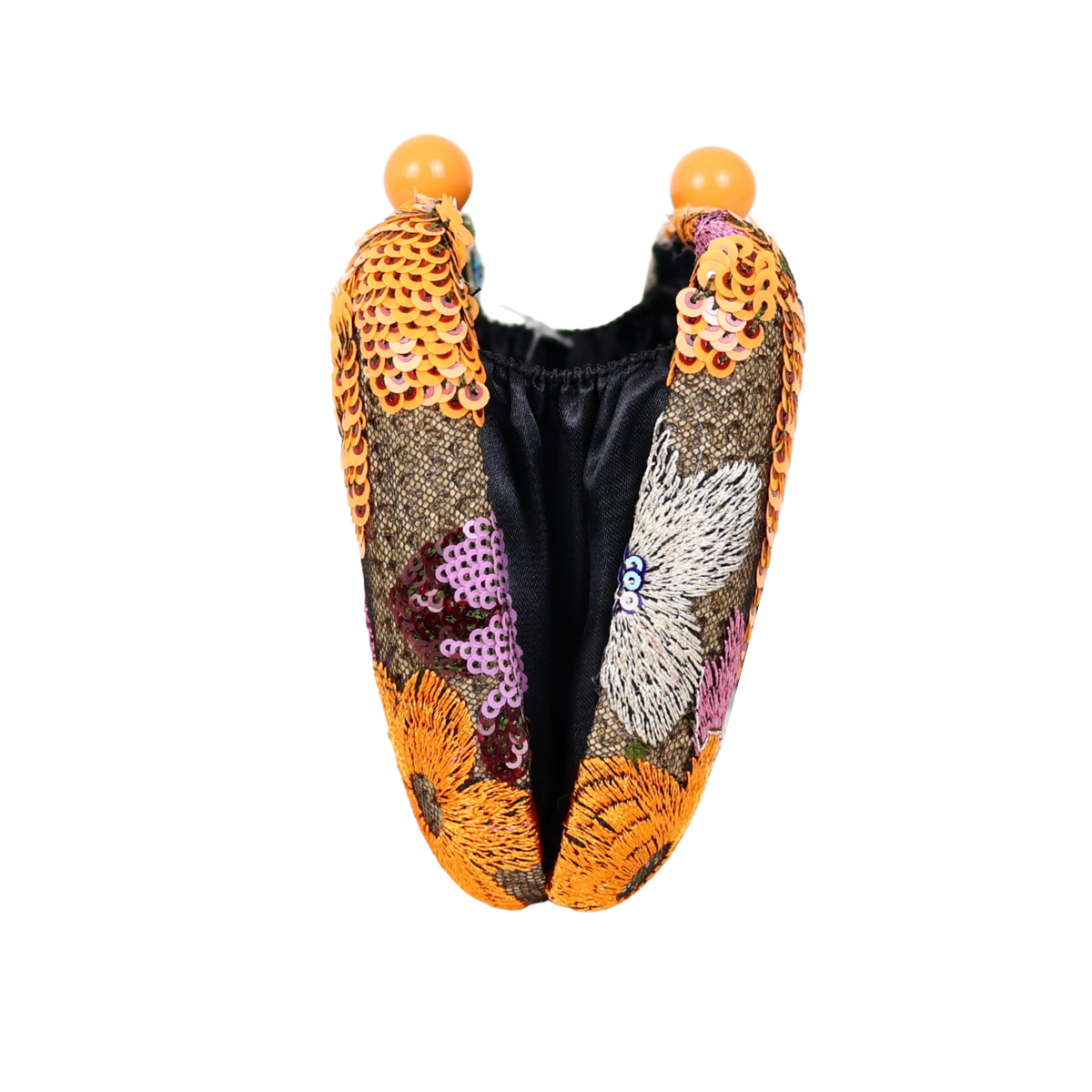 Bolsa Clutch Festa Lantejoulas Flores Laranja