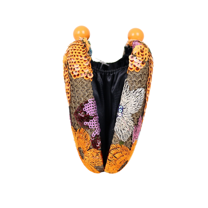 Bolsa Clutch Festa Lantejoulas Flores Laranja