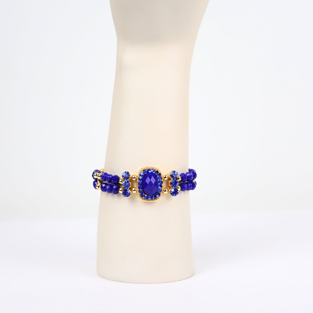 Kit Colar Choker Gargantilha e Bracelete Azul