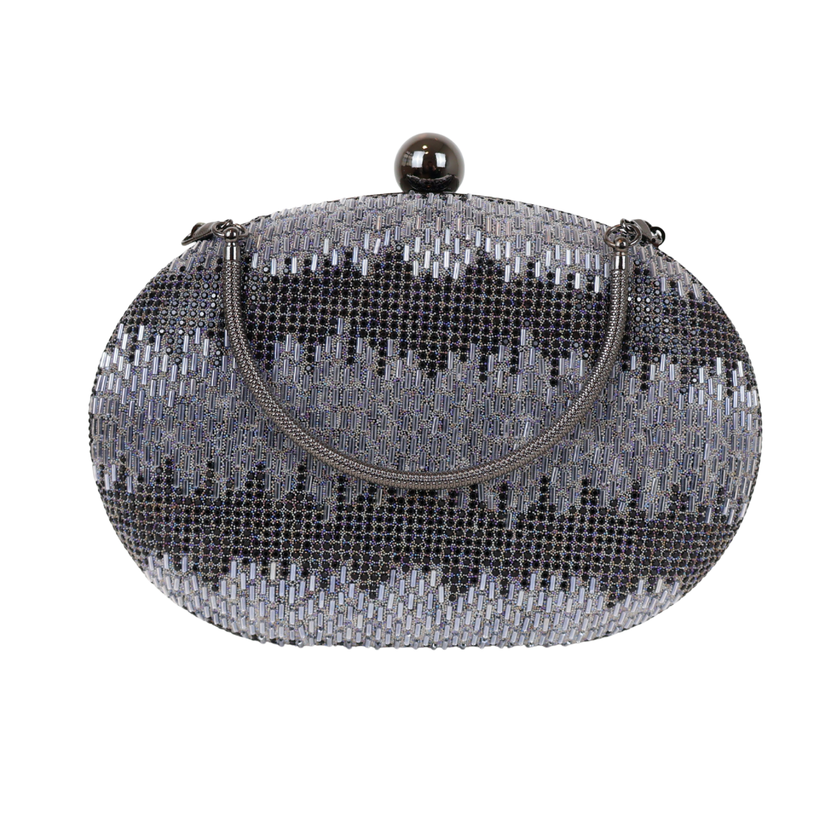 Bolsa Festa Clutch Oval Vidrilhos Preta