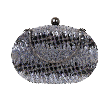 Bolsa Festa Clutch Oval Vidrilhos Preta