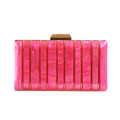 Bolsa de Festa Clutch Acrílico e Metal Rosa