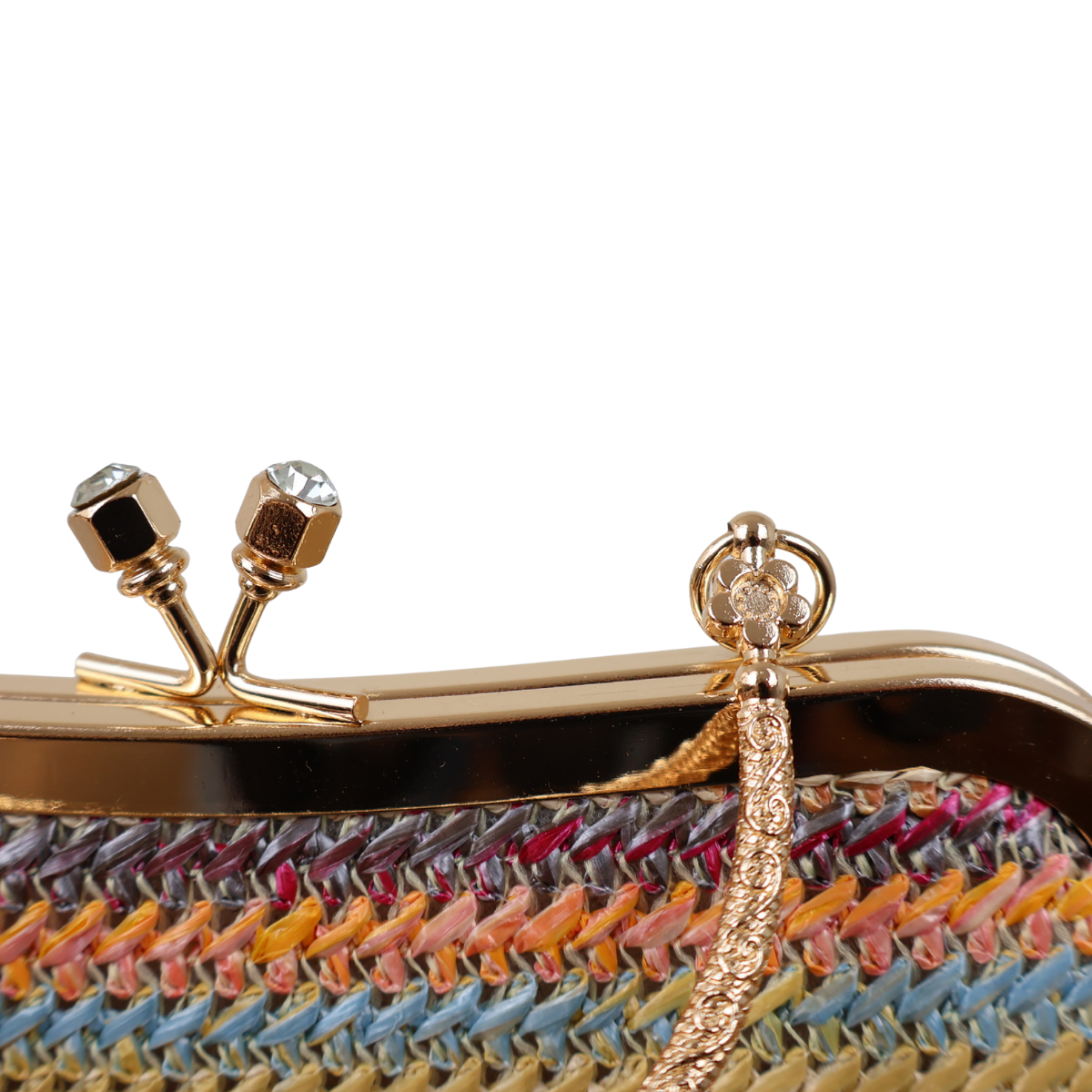 Bolsa Pouch Festa Clutch Palha Colorida