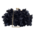 Bolsa Festa Clutch Flores Preta Ferragem Dourada