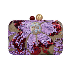 Bolsa Clutch Festa Bordada Flores Roxa