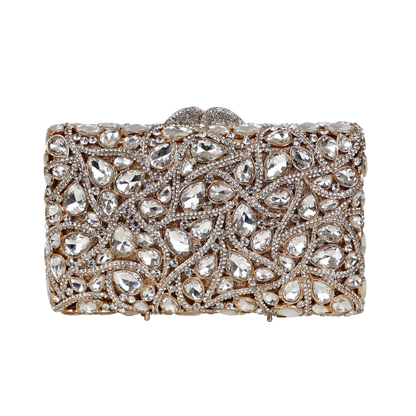 Bolsa Festa Clutch Pedraria Strass Dourada