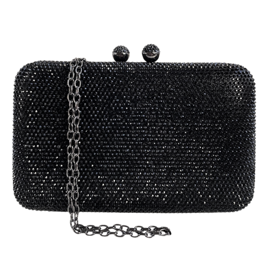 Bolsa Festa Clutch Pedraria Retangular Preta