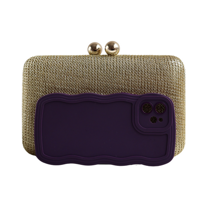Bolsa de Festa Clutch Malha Dourada