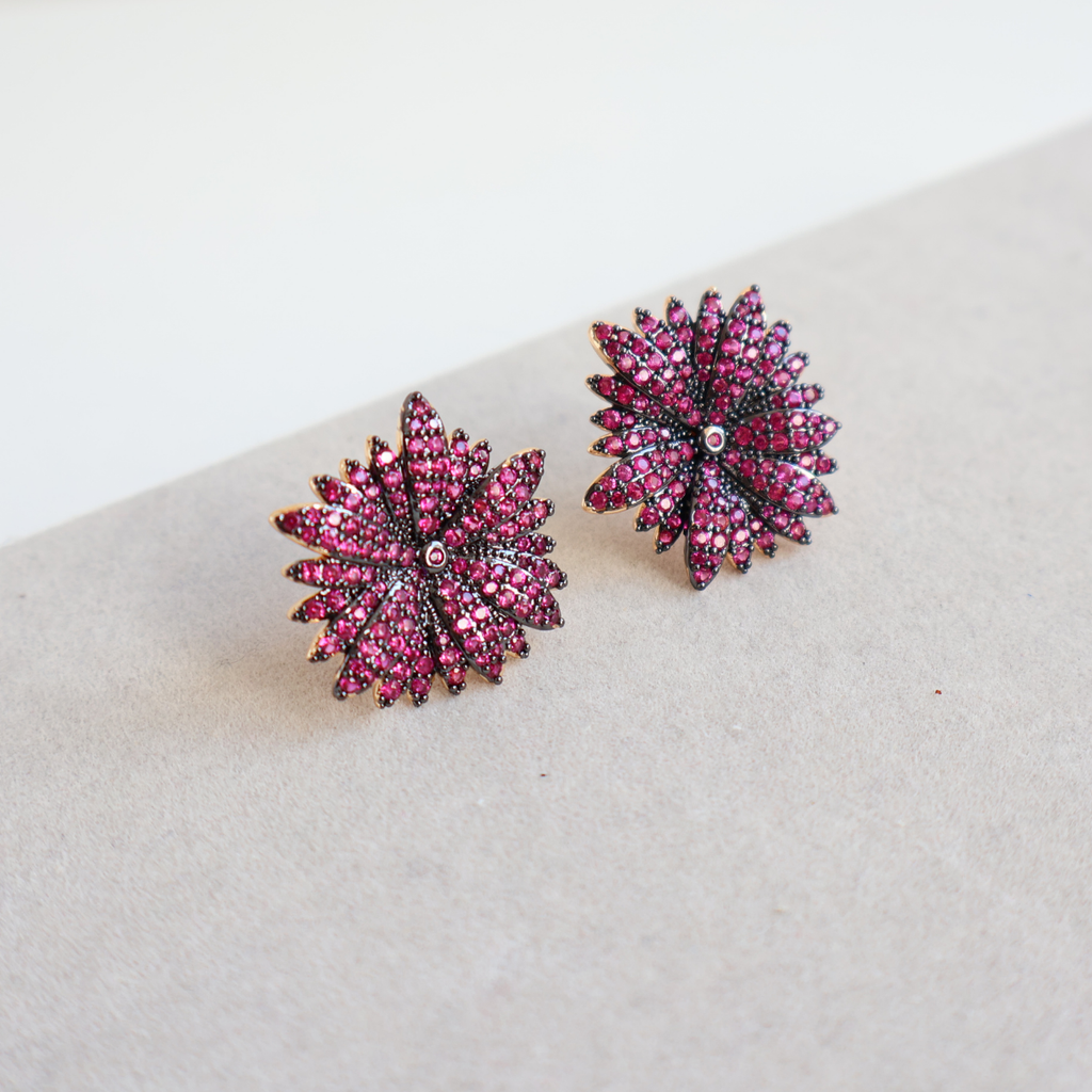 Brinco Dourado e Cristal Rosa - Semijoia