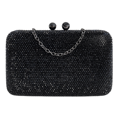 Bolsa Festa Clutch Pedraria Retangular Preta