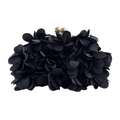 Bolsa Festa Clutch Flores Preta Ferragem Dourada