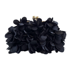 Bolsa Festa Clutch Flores Preta Ferragem Dourada