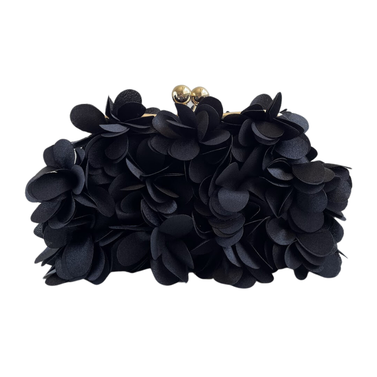 Bolsa Festa Clutch Flores Preta Ferragem Dourada