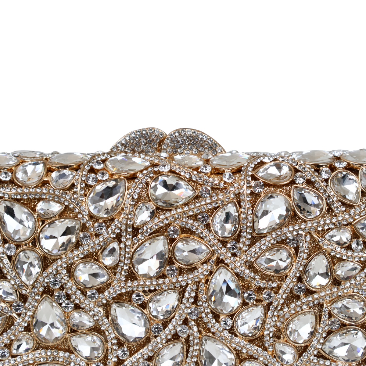 Bolsa Festa Clutch Pedraria Strass Dourada