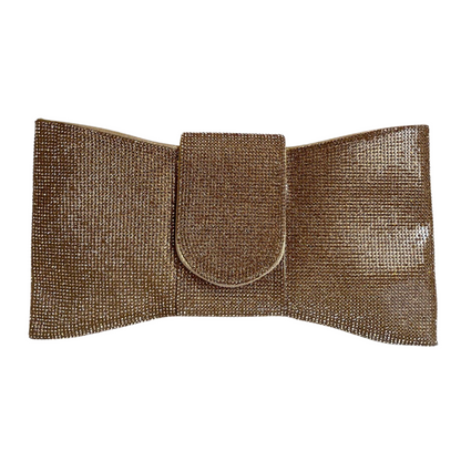 Bolsa Carteira de Festa Clutch Strass Dourada