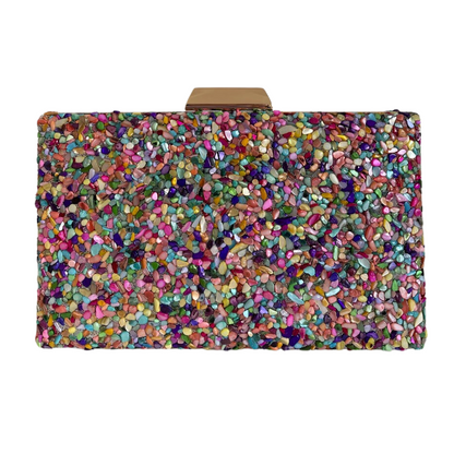 Bolsa Festa Clutch Pedraria Colorida