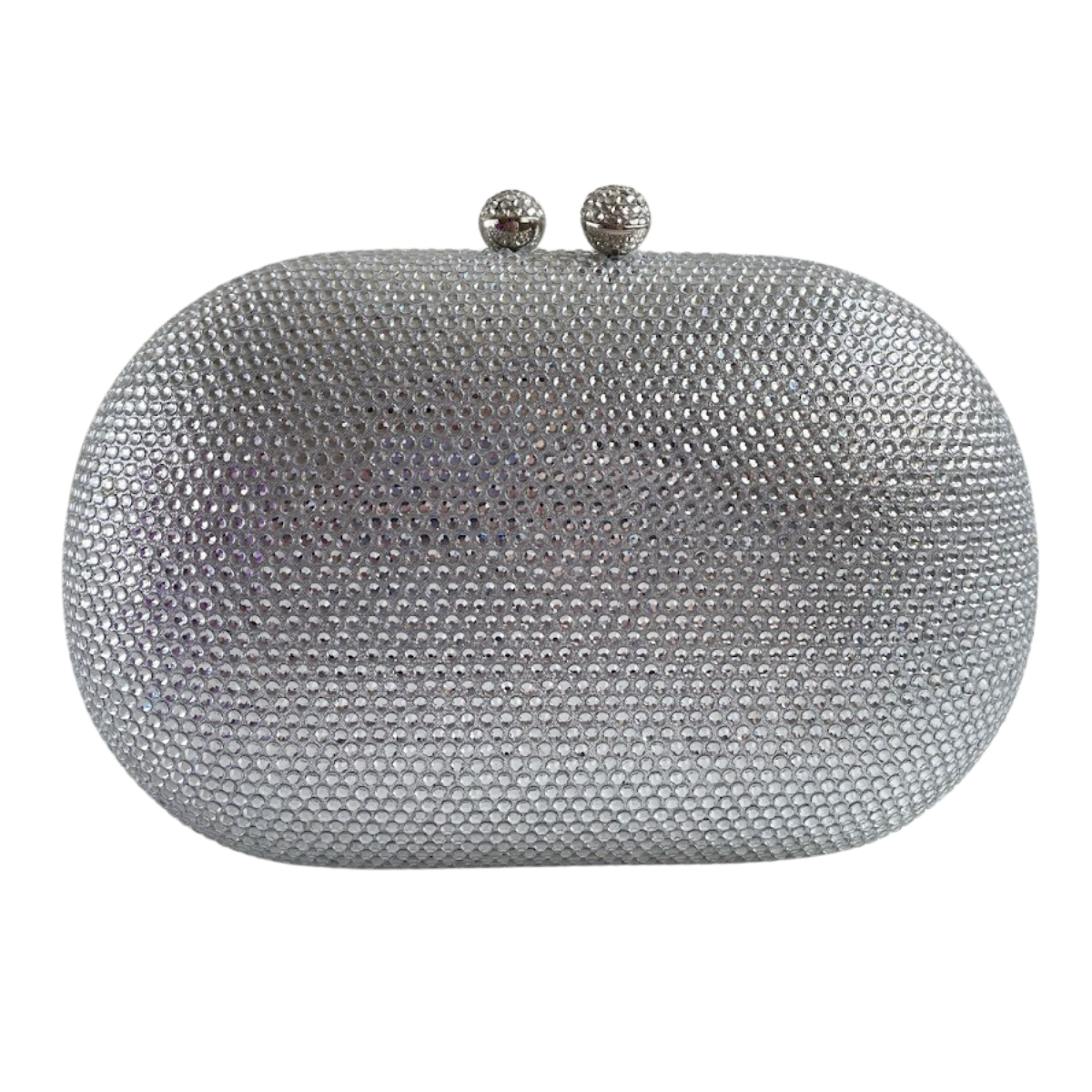Bolsa Festa Clutch Pedraria Strass Oval Prata