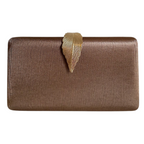 Bolsa Clutch Festa Tecido Fecho de Folha Marrom - ReUse